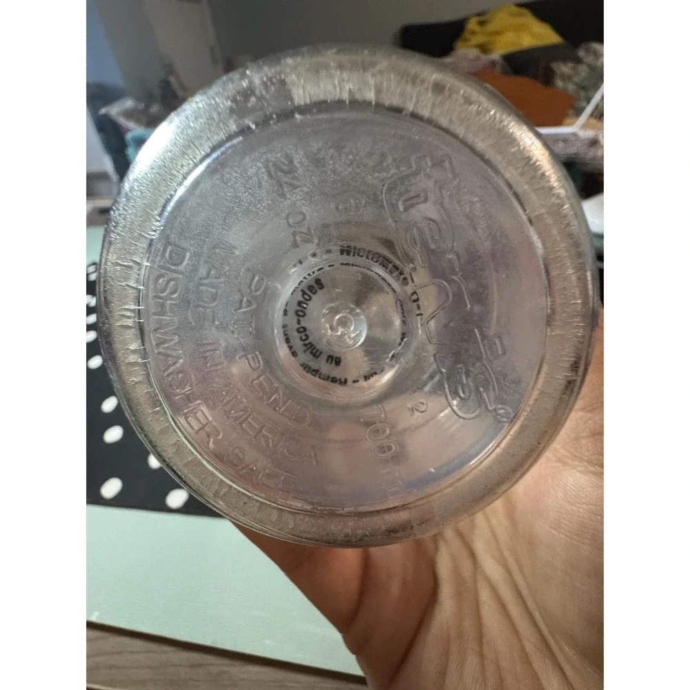 Tervis 24oz Purple Lid Sequined R  Initial Monogram Clear Tumbler Hot Cold NEW